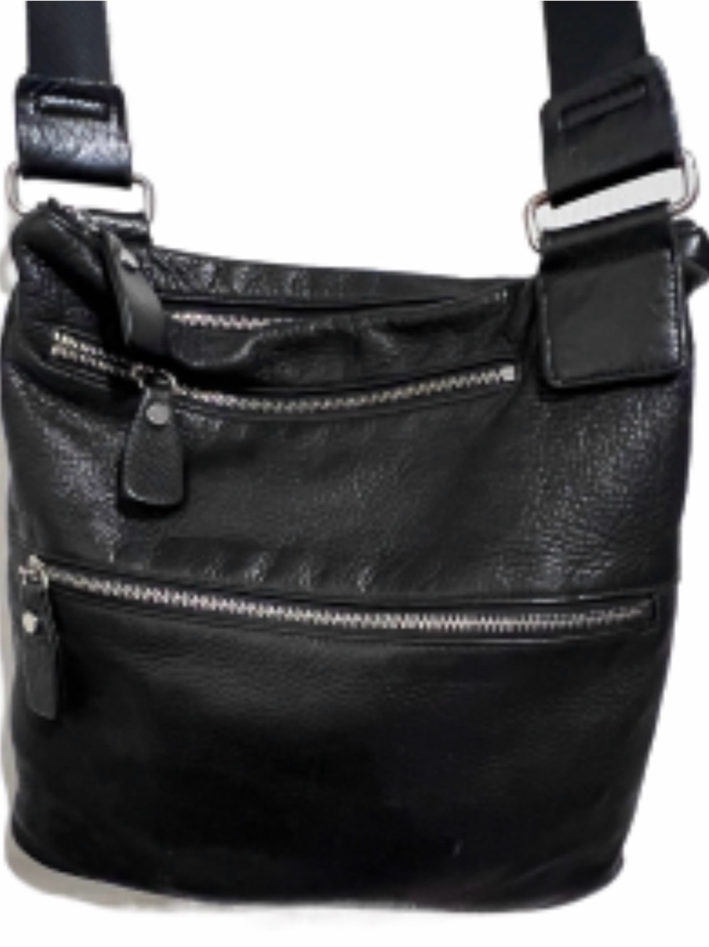Margot New York Triple Zipper Messenger Crossbody Bag